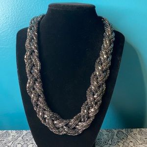 Vintage Express Gray Braided Statement Necklace